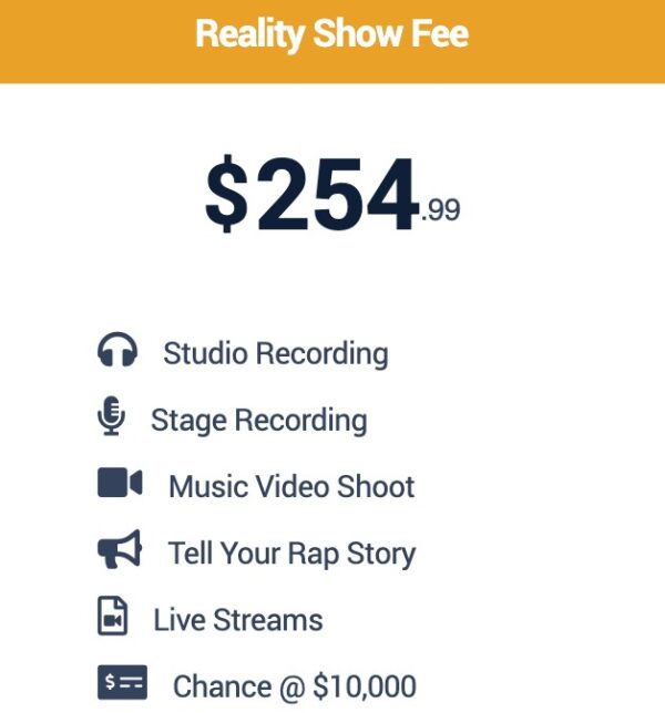 Reality Show Signup Fee